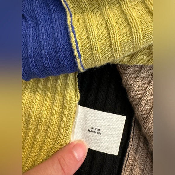 Anthro SPARROW Calculation Cardigan Wrap Sweater Ribbed Knit Color Block Black - Picture 10 of 12